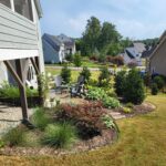 Plantings to soften patio and provide privacy